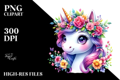 b Cute Unicorn Smiling PNG Product Image 2