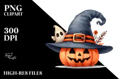 Funny Halloween Clipart with Hat, PNG Product Image 2