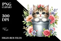 Baby Cat with Sunflowers PNG Product Image 3