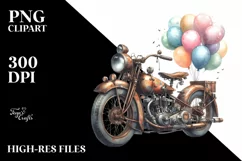 Vintage Rusted Motorcycle Watercolor Clipart Product Image 3
