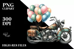 Vintage Rusted Motorcycle Watercolor Clipart Product Image 3