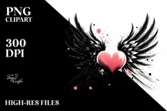 Paint Brush Style Heart Wings PNG Product Image 2