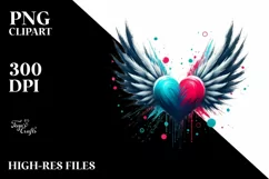 Heart Wings Paint Brush PNG Product Image 2