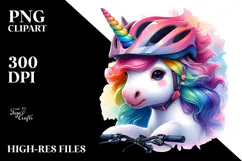colorful Baby Unicorn with Cyclist's Helmet Product Image 2