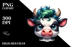 Funny Baby Cow with Angry Face PNG Product Image 2