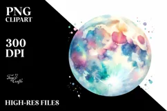 Colorful Pastel Moon Watercolor Vibrant | Clipart Product Image 1