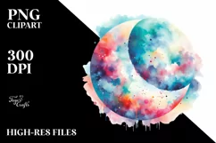 Colorful Pastel Moon Watercolor Vibrant | Clipart Product Image 3