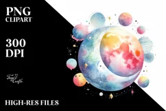 Colorful Pastel Moon Watercolor Vibrant | Clipart Product Image 3