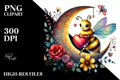 Colorful Bee with Heart PNG Product Image 2