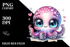 Baby Octopus with Goofy Smile PNG Product Image 2
