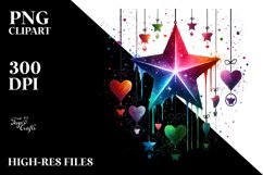 Star with Hearts Hanging PNG Product Image 2