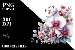 Orchid Floral Frame | Glossy Petals Clipart Product Image 2