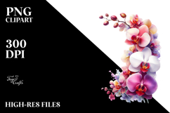 Watercolor Floral Frame with Orchid | Sublimation | Clipart Product Image 2