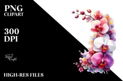 Watercolor Floral Frame with Orchid | Sublimation | Clipart Product Image 2