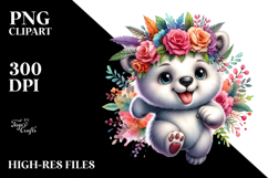 Bear with Floral Wreath PNG Product Image 2