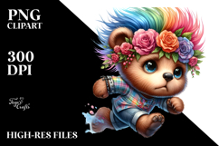 Bear with Floral Wreath PNG Product Image 2
