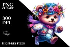 Bear with Floral Wreath PNG Product Image 2