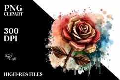 Wooden Stained Rose Watercolor Abstract Sticker Product Image 1