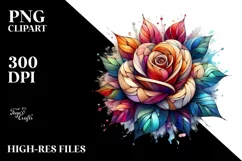 Abstract Wooden Stained Rose | Clipart Product Image 3