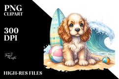Cute Cocker Spaniel Beach Scene | Clipart Product Image 2