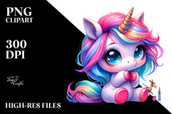 Expressive Cute Unicorn, Big Eyes and Playful PNG Product Image 2