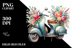 Vintage Flowers Scooter Sticker Clipart Product Image 1
