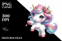 Pastel Cute Baby Unicorn Dancing | Clipart Product Image 3