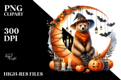 Halloween Bear on Moon PNG Product Image 2