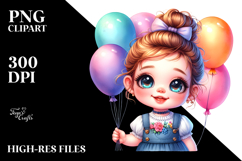 Vibrant Watercolor Baby with Balloons, PNG Product Image 2