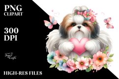 Shih Tzu Heart Cute Flower PNG Product Image 2