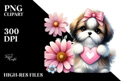 Shih Tzu Heart Cute Flower PNG Product Image 2