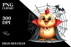 Funny Chicken in Front of Spider Web | Sublimation Clipart Product Image 1