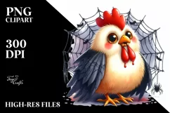 Funny Chicken in Front of Spider Web | Sublimation Clipart Product Image 1