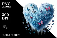 Icy Heart with Butterflies PNG Product Image 2