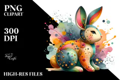 Colorful Wood Bunny PNG Product Image 2