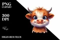 Funny Baby Highland Cow PNG Product Image 1