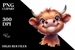 Funny Baby Highland Cow PNG Product Image 3