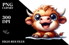 Funny Baby Highland Cow PNG Product Image 3