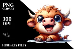 Funny Baby Highland Cow PNG Product Image 2