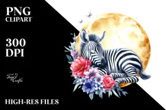 Vibrant Baby Zebra Sleeping on the Moon, PNG Product Image 2