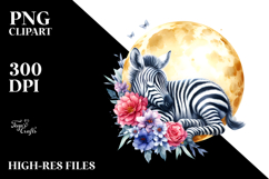 Vibrant Baby Zebra Sleeping on the Moon, PNG Product Image 2