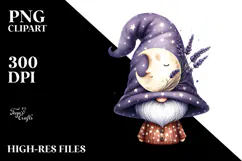 Cute GNOME with Big Hat on the Moon PNG Product Image 2