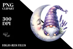 Cute GNOME with Big Hat on the Moon PNG Product Image 2
