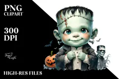 Baby Frankenstein Watercolor PNG Product Image 2