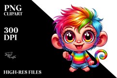 Colorful Baby Monkey Cartoon | Sublimation Clipart Product Image 3