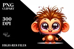Colorful Baby Monkey Cartoon | Sublimation Clipart Product Image 1