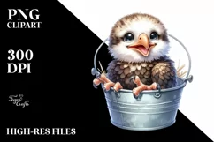 Colorful Smiling Baby Bald Eagle in Bucket | Sublimation | Product Image 1