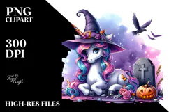 Vibrant Halloween Unicorn Clipart | Sublimation Product Image 2