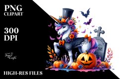 Vibrant Halloween Unicorn Clipart | Sublimation Product Image 3