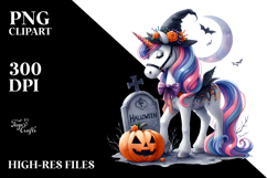 Vibrant Halloween Unicorn Clipart | Sublimation Product Image 2